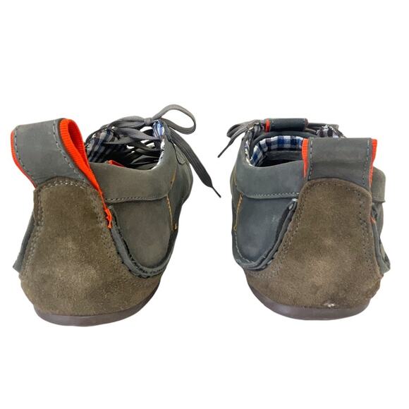 Muk Luks Suede Shoes Sz 13 Men's Leather Lace-up Sneakers Blue Orange Accent - Picture 6 of 9